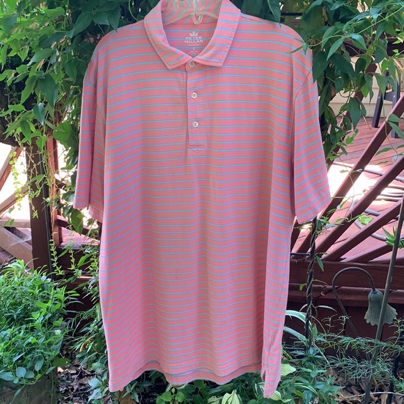Peter Millar Seaside Wash Soft Pink & Blue Polo Shirt, L - Picture 8 of 11